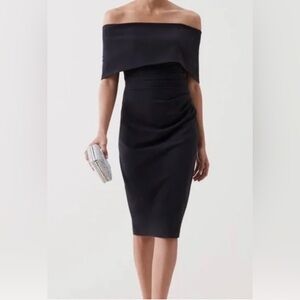 Elegant Vince Camuto Strapless Off-Shoulder Black Dress. Size 12